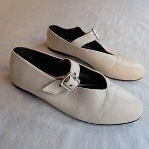 COS Buckled Ballet Flats Eur 37 US 7 Ivory Leather